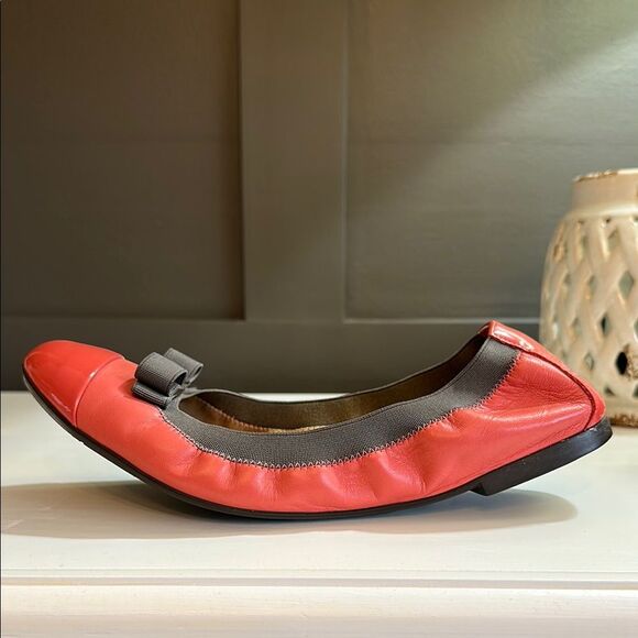 Ferragamo Elasticated Ballet Flats Shoes Sz 10M Made in Italy Coral - Picture 5 of 15